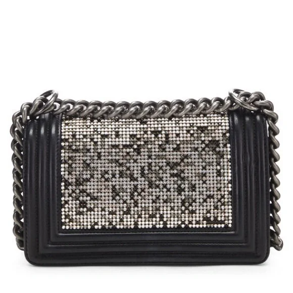 CHANEL Small Embellished Swarovski Crystal and Black Leather Boy Bag - Picture 7 of 11
